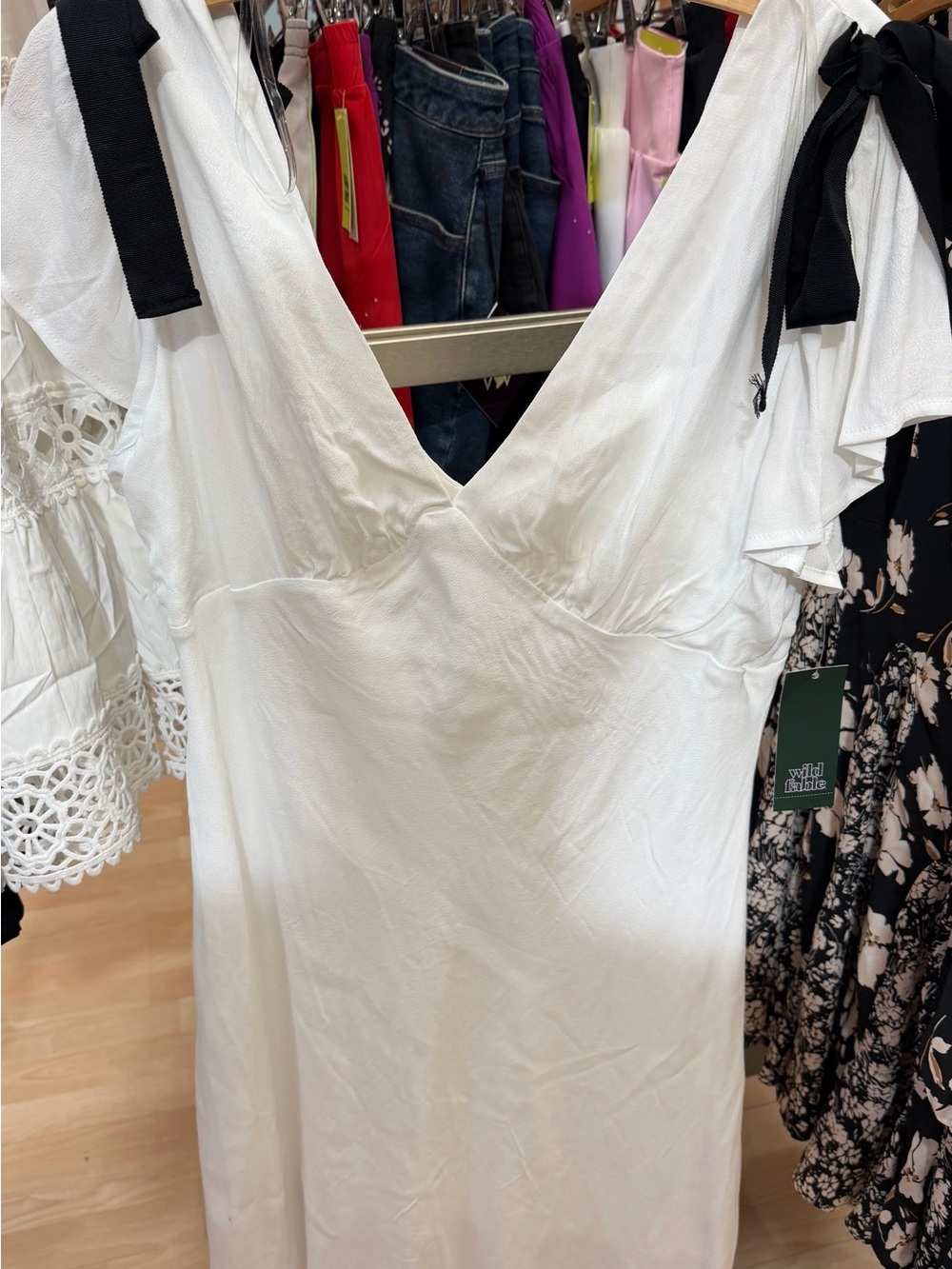 wild fable White V-Neck Tie-Shoulder Blouse